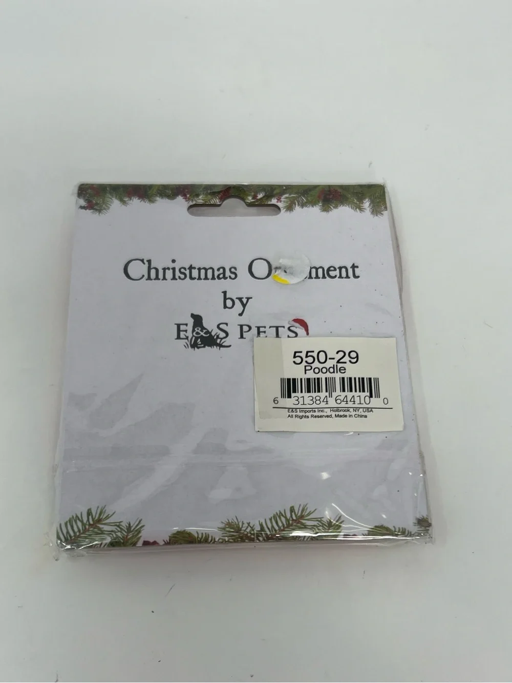 E & S Imports Ceramic Poodle Tree Ornament Dog Puppy Ribbon Cherish Pet